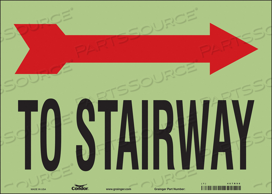 SAFETY SIGN EMERGENCY EXIT, HORIZONTAL RECTANGLE, NUMBER OF PRINTED SIDES 1, ENGLISH, SIGN FORMAT OTHER FORMAT, SIGN LEGEND TO STAIRWAY, SIG by Condor SAFETY SIGN EMERGENCY EXIT, HORIZONTAL RECTANGLE, NUMBER OF PRINTED SIDES 1, ENGLISH, SIGN FORMAT OTHER FORMAT, SIGN LEGEND TO STAIRWAY, SIG by Condor