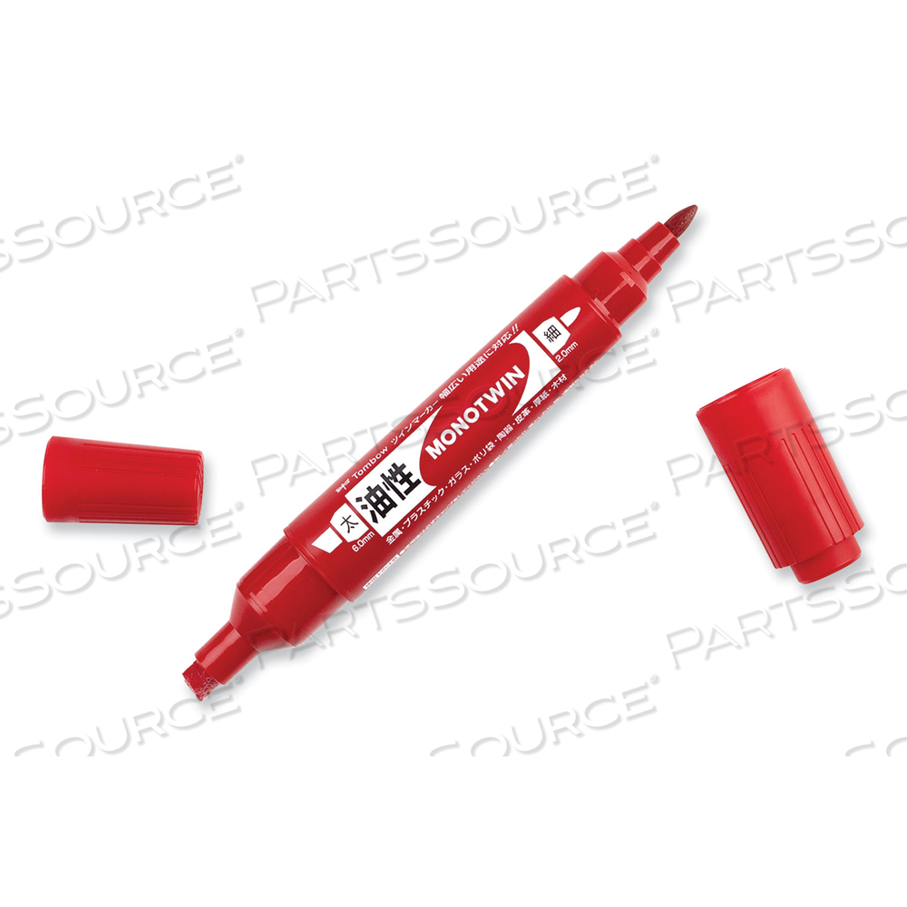 MONO TWIN BOLD PERMANENT MARKER, FINE/BROAD TIPS, RED by Tombow