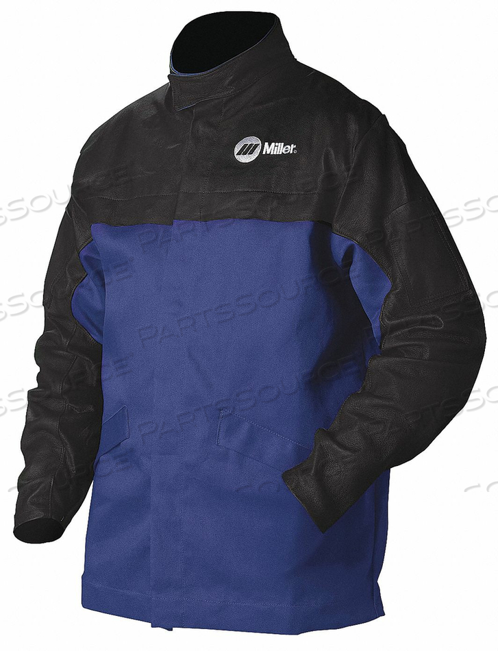 COMBO WELD JKT ROYAL/BLK CTN/LEATHER M by Miller Electric COMBO WELD JKT ROYAL/BLK CTN/LEATHER M by Miller Electric