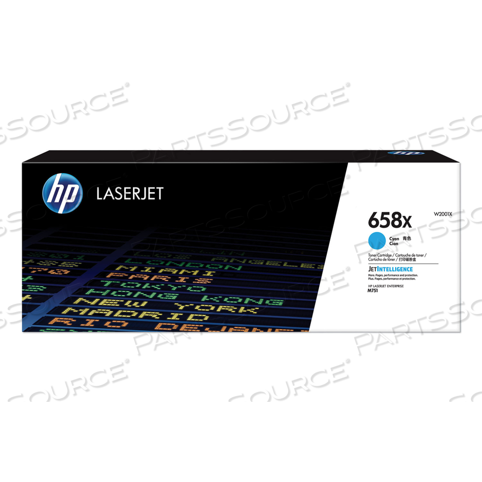 HP 658X, (W2001X) HIGH-YIELD CYAN ORIGINAL LASERJET TONER CARTRIDGE by HP (Hewlett-Packard)