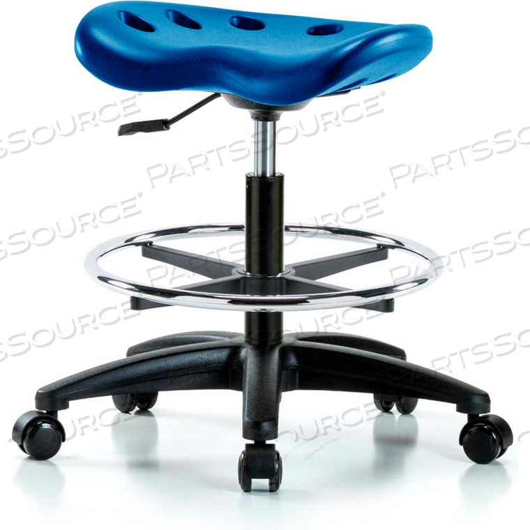 INTERION POLYURETHANE TRACTOR STOOL WITH FOOT RING - BLUE W/ BLACK BASE by E Com Inc