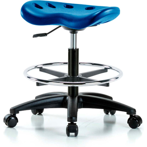 INTERION POLYURETHANE TRACTOR STOOL WITH FOOT RING - BLUE W/ BLACK BASE by E Com Inc