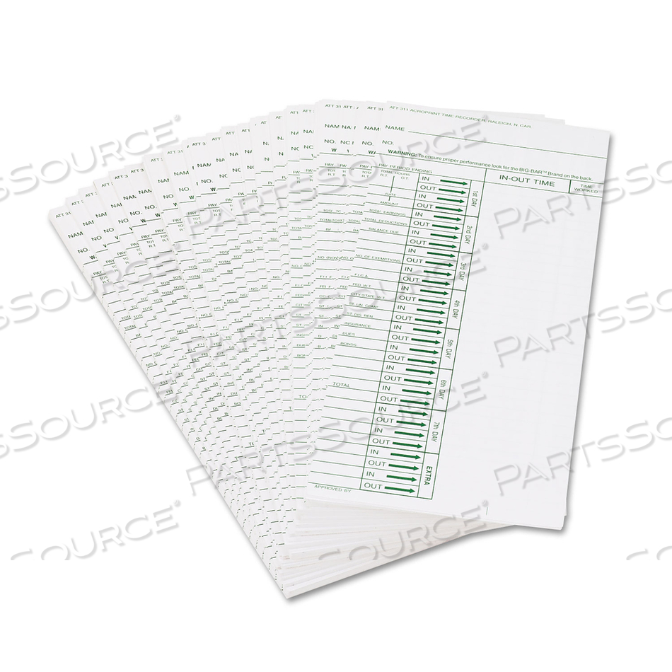 TIME CLOCK CARDS FOR ACROPRINT ATT310, ONE SIDE, 4 X 10 by Acroprint TIME CLOCK CARDS FOR ACROPRINT ATT310, ONE SIDE, 4 X 10 by Acroprint