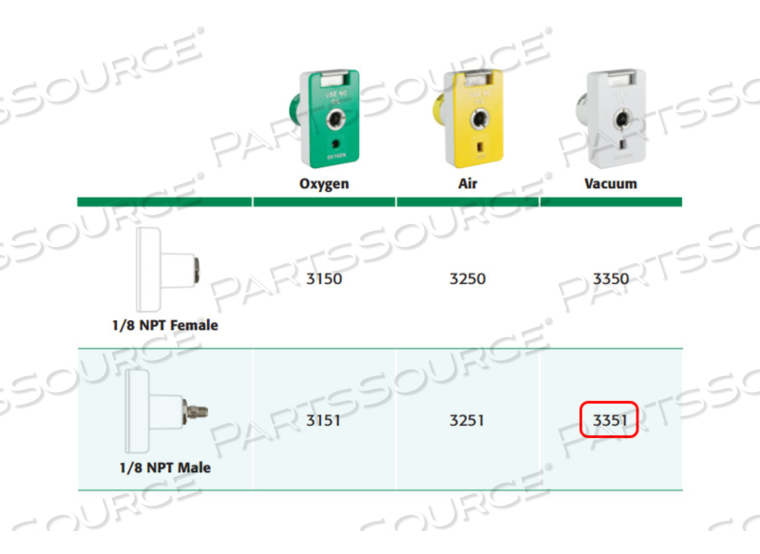 COUPLER, 1/8 IN MNPT X FEMALE, VACUUM, WHITE by Precision Medical, Inc.