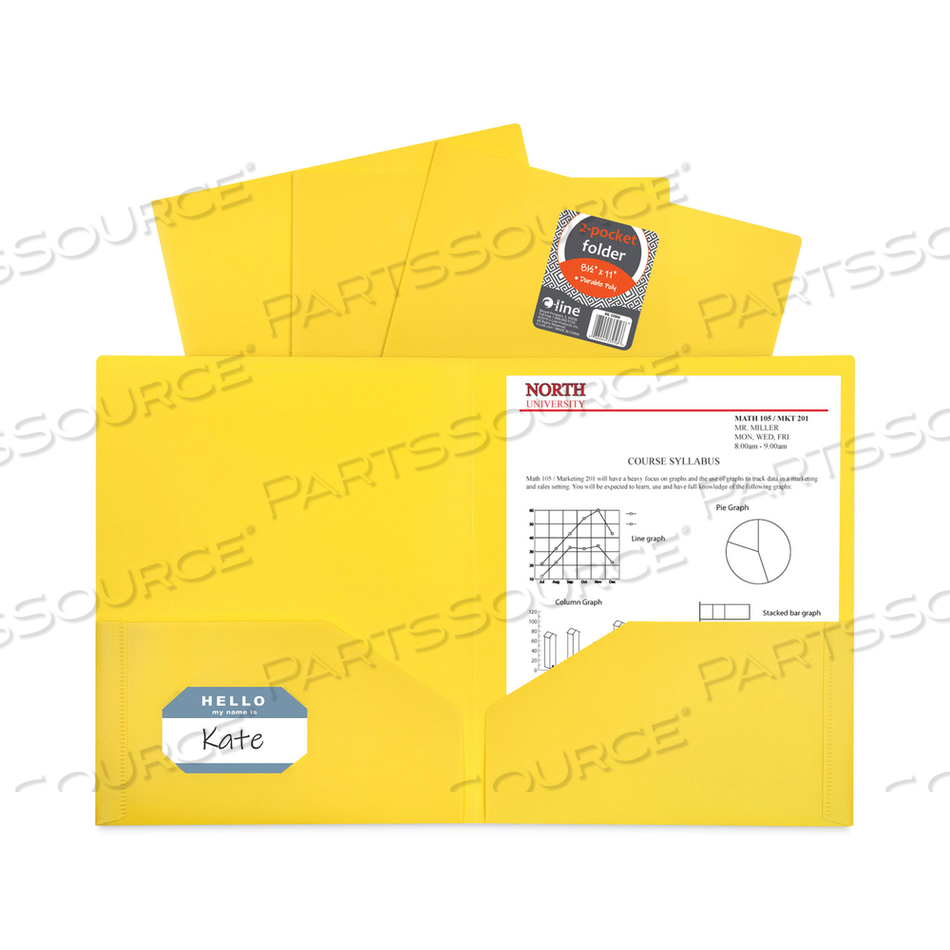 TWO-POCKET HEAVYWEIGHT POLY PORTFOLIO FOLDER, 11 X 8.5, YELLOW by C-Line