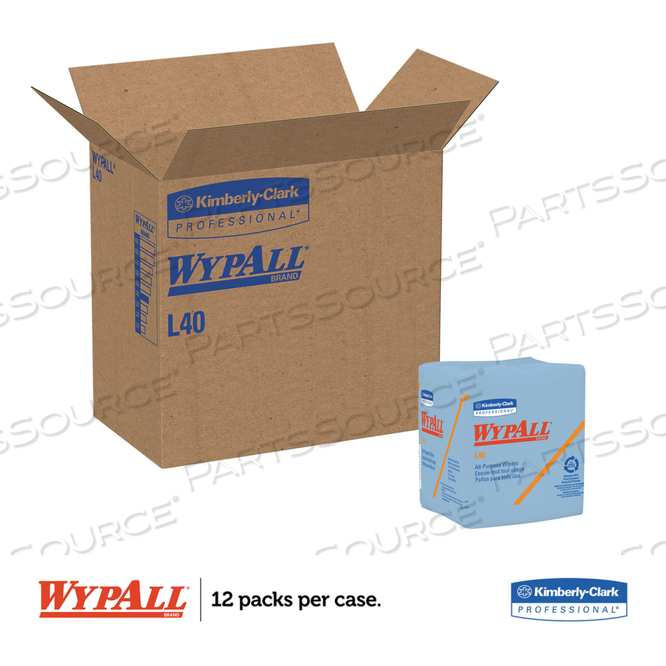 L40 WIPER, 1/4 FOLD, BLUE, 12.5 X 12, 56/BOX by WypAll