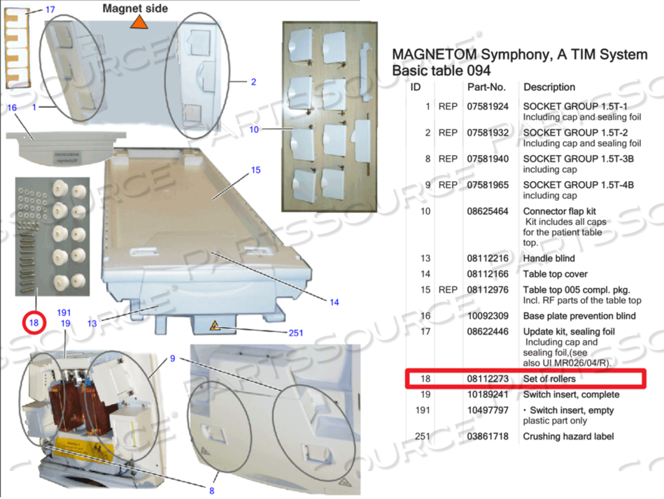 SET OF ROLLERS, FOR USE WITH: FOR MRI SCANNER SET OF ROLLERS, FOR USE WITH: FOR MRI SCANNER