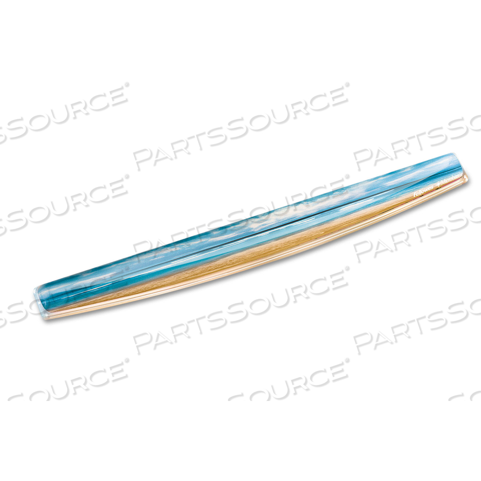 PHOTO GEL KEYBOARD WRIST REST WITH MICROBAN PROTECTION, 18.56 X 2.31, SANDY BEACH DESIGN by Fellowes