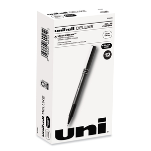 DELUXE ROLLER BALL PEN, STICK, MICRO 0.5 MM, BLACK INK, METALLIC GRAY BARREL, DOZEN by Uni-Ball