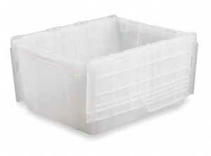 ATTACHED LID CONTAINER 2.4 CU FT CLEAR by Lewisbins