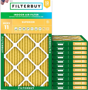 PLEATED HVAC FURNACE AIR FILTER, MERV 11, 14X36X1, PACKAGE OF 12 by Filterbuy, Inc.