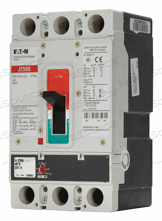 CIRCUIT BREAKER 250A 3P 600VAC JG by Eaton CIRCUIT BREAKER 250A 3P 600VAC JG by Eaton