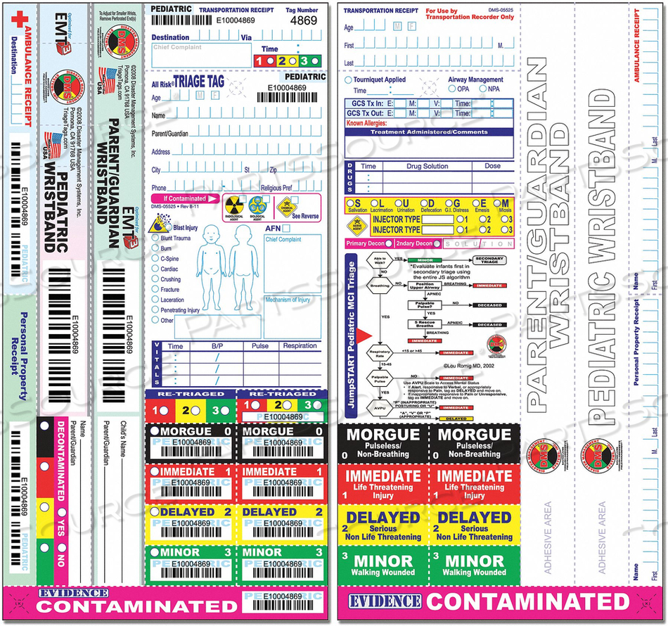 DMS 05525 Disaster Management Systems DMS DUAL WRISTBAND PEDIATRIC