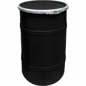 20 GALLON PLASTIC DRUM SS-OH-20 - OPEN HEAD WITH PLAIN LID - LEVER LOCK - BLACK by US Roto Molding