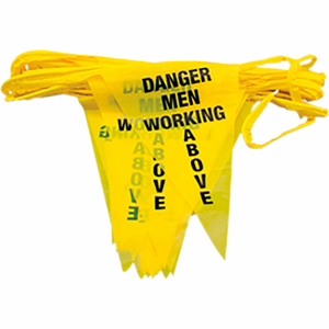 60' PERIMETER WARNING LINE PENNANTS-DANGER MEN WORKING, YELLOW, PLASTIC/NYLON by Tie Down, Inc.