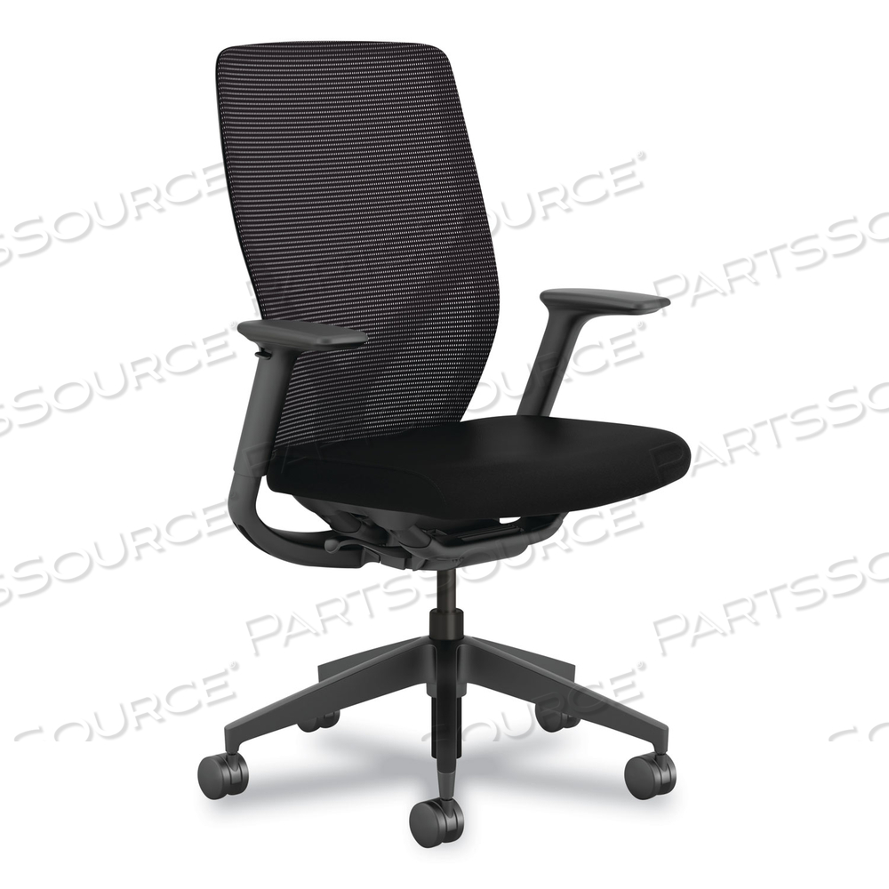 FLEXION MESH BACK TASK CHAIR, SUPPORTS UP TO 300LB, 14.81" TO 19.7" SEAT HEIGHT, BLACK SEAT/BACK/BASE by HON