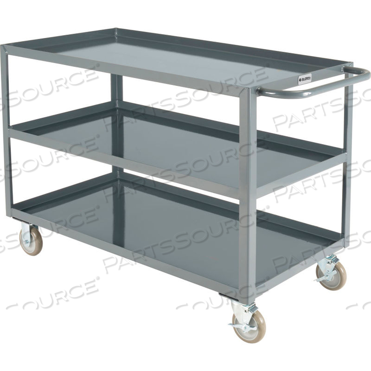 WELDED STEEL UTILITY CART, 3 TRAY SHELVES, 24"WX48"L by Ballymore WELDED STEEL UTILITY CART, 3 TRAY SHELVES, 24"WX48"L by Ballymore