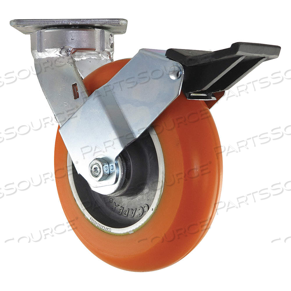 EASY-SWIVEL EXTENDED-LEAD KINGPINLESS PLATE CASTER, 8 IN WHEEL DIA., 1200 LB, FIRM by Approved Vendor EASY-SWIVEL EXTENDED-LEAD KINGPINLESS PLATE CASTER, 8 IN WHEEL DIA., 1200 LB, FIRM by Approved Vendor