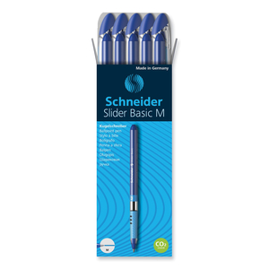 SLIDER BASIC BALLPOINT PEN, STICK, MEDIUM 0.8 MM, BLUE INK, BLUE BARREL, 10/BOX by Schneider