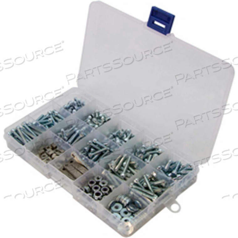 PHILLIPS PAN HEAD MACHINE SCREWS W/NUTS, ZINC PLATED STEEL, LARGE DRAWER ASST, 30 ITEMS, 1715 PIECES 