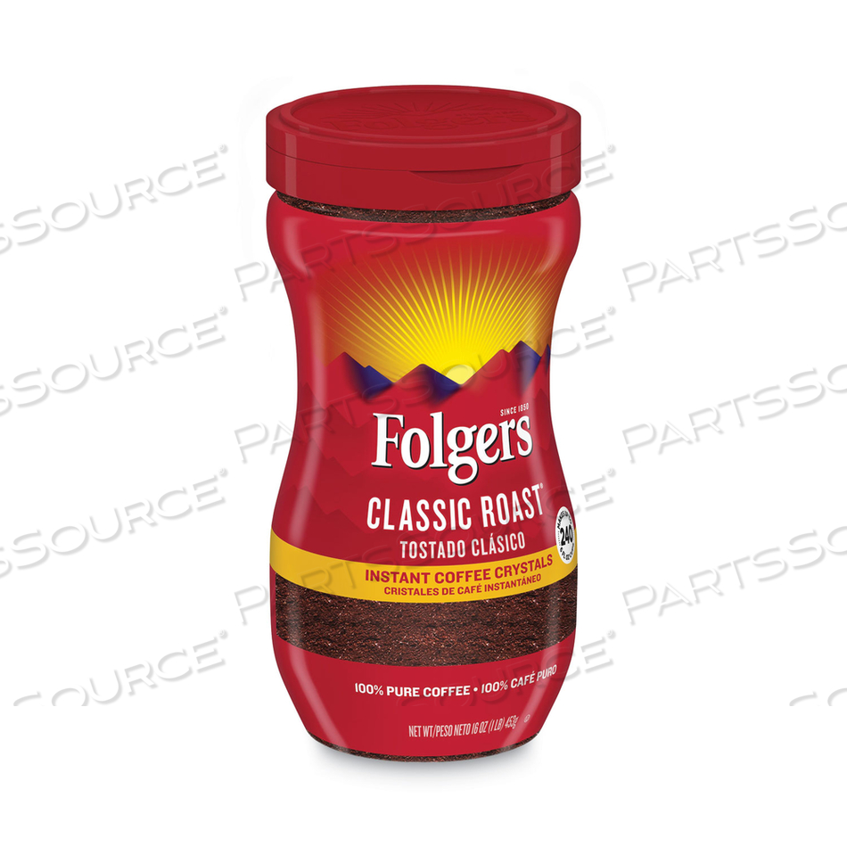 INSTANT COFFEE CRYSTALS, CLASSIC ROAST, 16OZ JAR by Folgers INSTANT COFFEE CRYSTALS, CLASSIC ROAST, 16OZ JAR by Folgers