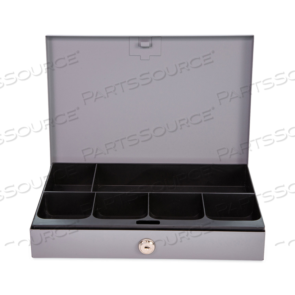 HEAVY DUTY LOW PROFILE CASH BOX, 6 COMPARTMENTS, 11.5 X 8.2 X 2.2, GRAY by CONTROLTEK