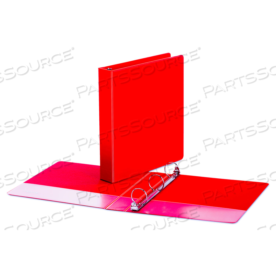 ECONOMY NON-VIEW ROUND RING BINDER, 3 RINGS, 1.5" CAPACITY, 11 X 8.5, RED 