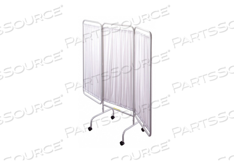 MOBILE 3-PANEL PRIVACY SCREEN, 81"L X 69"H, WHITE VINYL PANELS by R&B Wire Products, Inc.
