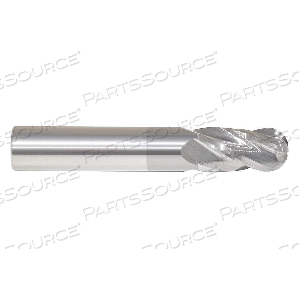 BALL END MILL, 4 FLUTES, 3/16 IN MILLING DIA., 5/8 IN LG OF CUT, 2 IN OVERALL LG by Approved Vendor