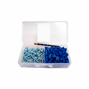 PLASTIC ANCHORS & SCREWS W/MASONRY BITS, SMALL DRAWER ASSORTMENT, 12 ITEMS, 704 PIECES by Sarjo Industries, Inc