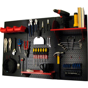 PEGBOARD STANDARD TOOL STORAGE KIT, BLACK/RED, 48" X 32" X 9" by Wall Control Pegboard