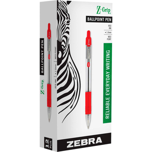 Z-GRIP BALLPOINT RETRACTABLE PEN, 1.0MM, RED INK, DOZEN by Zebra Pen Corporation