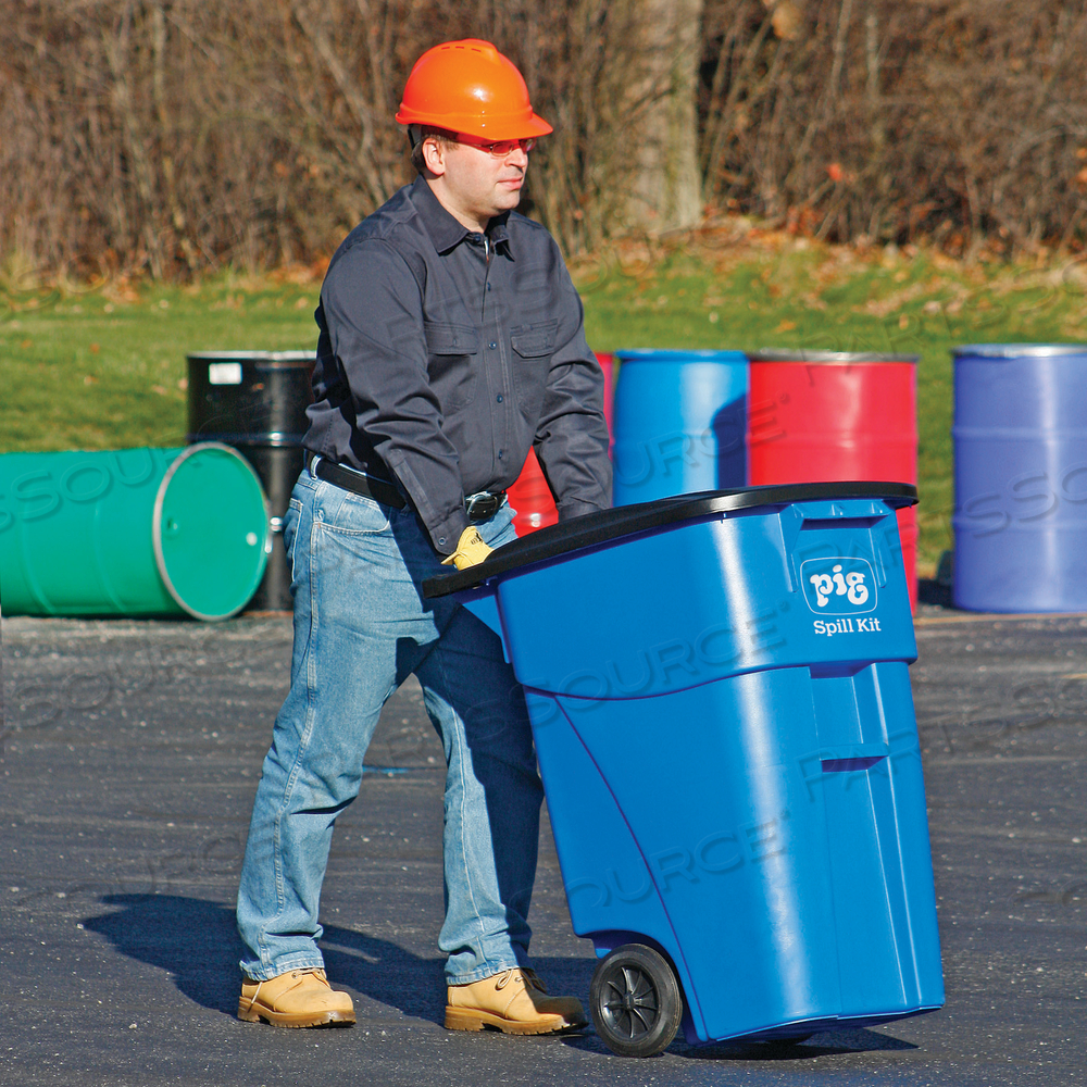 PIG OIL-ONLY SPILL KIT IN LARGE MOBILE CONTAINER by New Pig Corporation