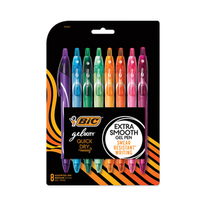 GEL-OCITY QUICK DRY GEL PEN, RETRACTABLE, MEDIUM 0.7 MM, ASSORTED INK AND BARREL COLORS, 8/PACK by BIC