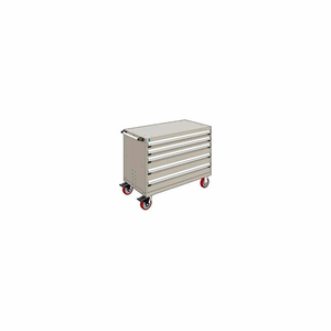 METAL 5 DRAWER HEAVY-DUTY MOBILE MODULAR DRAWER CABINET - 48"WX24"DX37-1/2"H LIGHT GRAY by Rousseau Metal Inc.