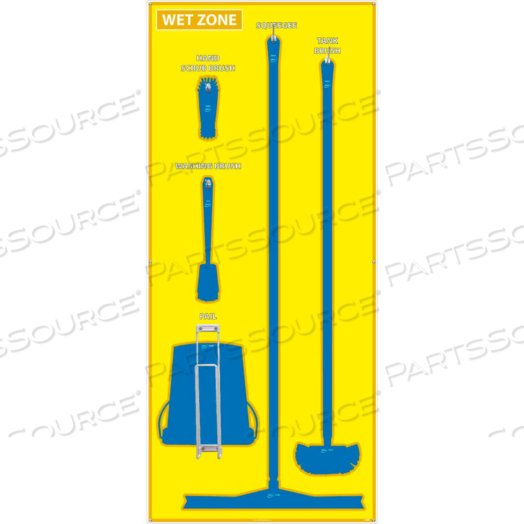 WET ZONE SHADOW BOARD, YELLOW/BLUE,68 X 30, ACP, ALUMINUM COMPOSITE PANEL 