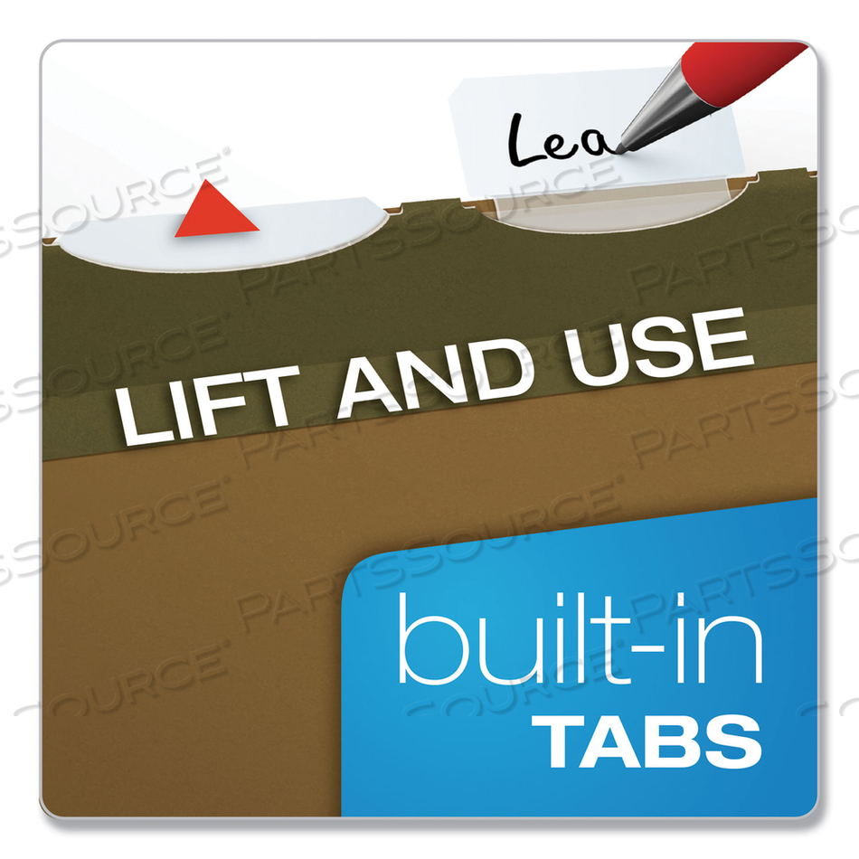 READY-TAB REINFORCED HANGING FILE FOLDERS, LETTER SIZE, 1/5-CUT TABS, STANDARD GREEN by Esselte Pendaflex Corp.