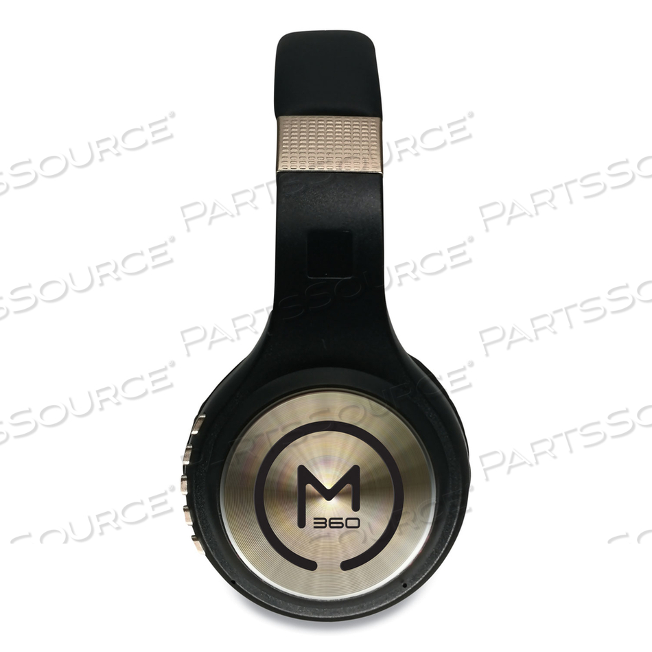 SERENITY STEREO WIRELESS HEADPHONES WITH MICROPHONE, 3 FT CORD, BLACK/GOLD by Morpheus 360