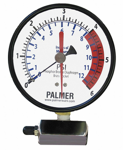 GAS TEST GAUGE 6 PSI-12 IN HG by Wahl