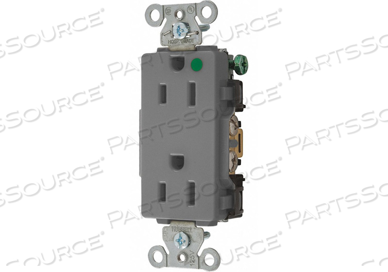 RECEPTACLE GRAY 125VAC 15A 3 WIRES by Hubbell Incorporated, Wiring Device-Kellums