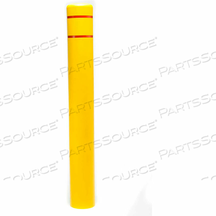 BOLLARD COVER, 7" DIA. X 52"H, YELLOW WITH RED TAPE 