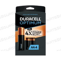 OPT1500B4 DURACELL, OP1500 ALKALINE BATTERY, AA, OPTIMUM, 4PK 