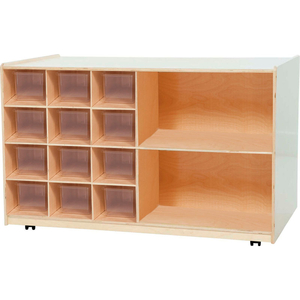 DOUBLE MOBILE STORAGE WITH TWELVE CLEAR TRAYS by Wood Designs