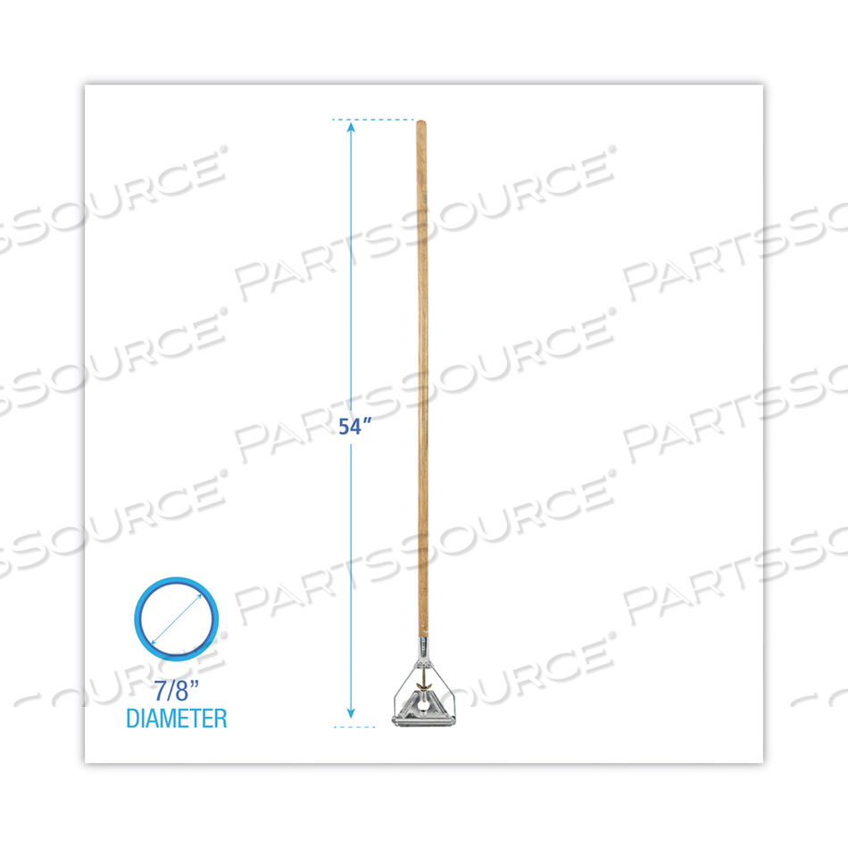 QUICK CHANGE METAL HEAD WOODEN MOP HANDLE, JUNIOR, 0.88" DIA X 54", NATURAL by Boardwalk