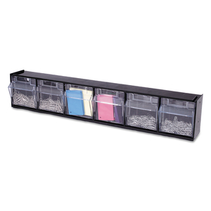 TILT BIN INTERLOCKING MULTI-BIN STORAGE ORGANIZER, 6 SECTIONS, 23.63" X 3.63" X 4.5", BLACK/CLEAR by Deflecto