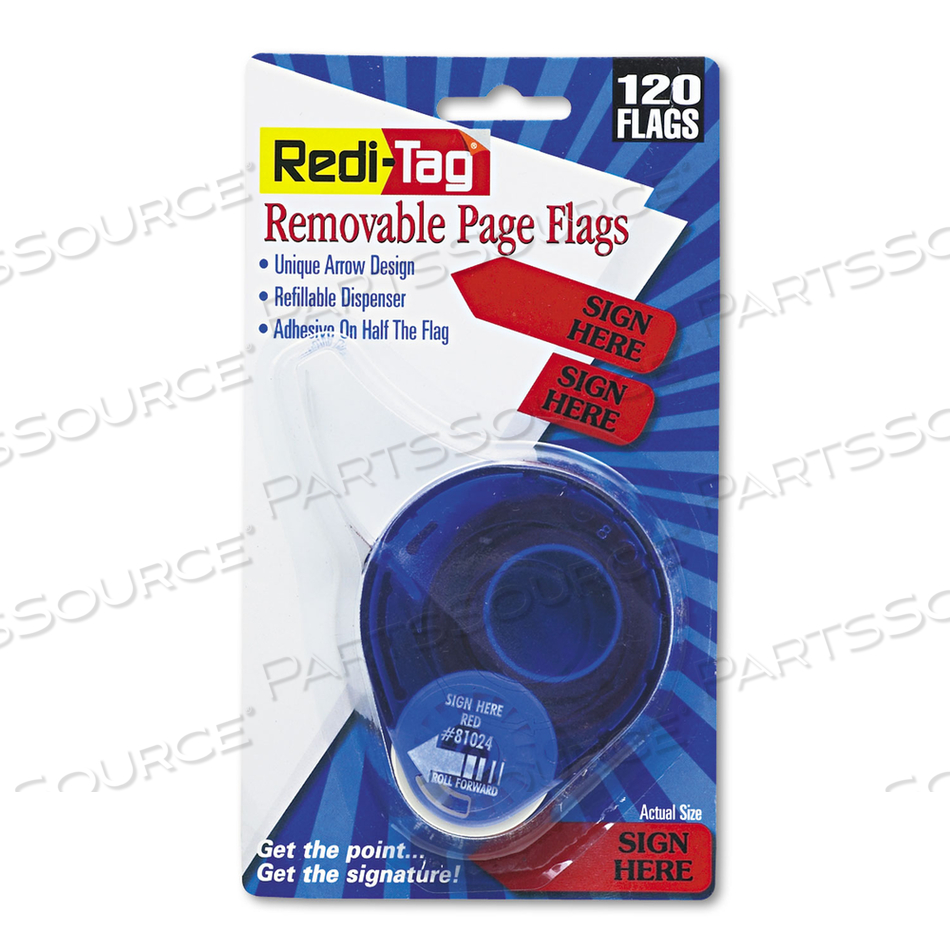 ARROW MESSAGE PAGE FLAGS IN DISPENSER, "SIGN HERE", RED/PACK by Redi-Tag ARROW MESSAGE PAGE FLAGS IN DISPENSER, "SIGN HERE", RED/PACK by Redi-Tag