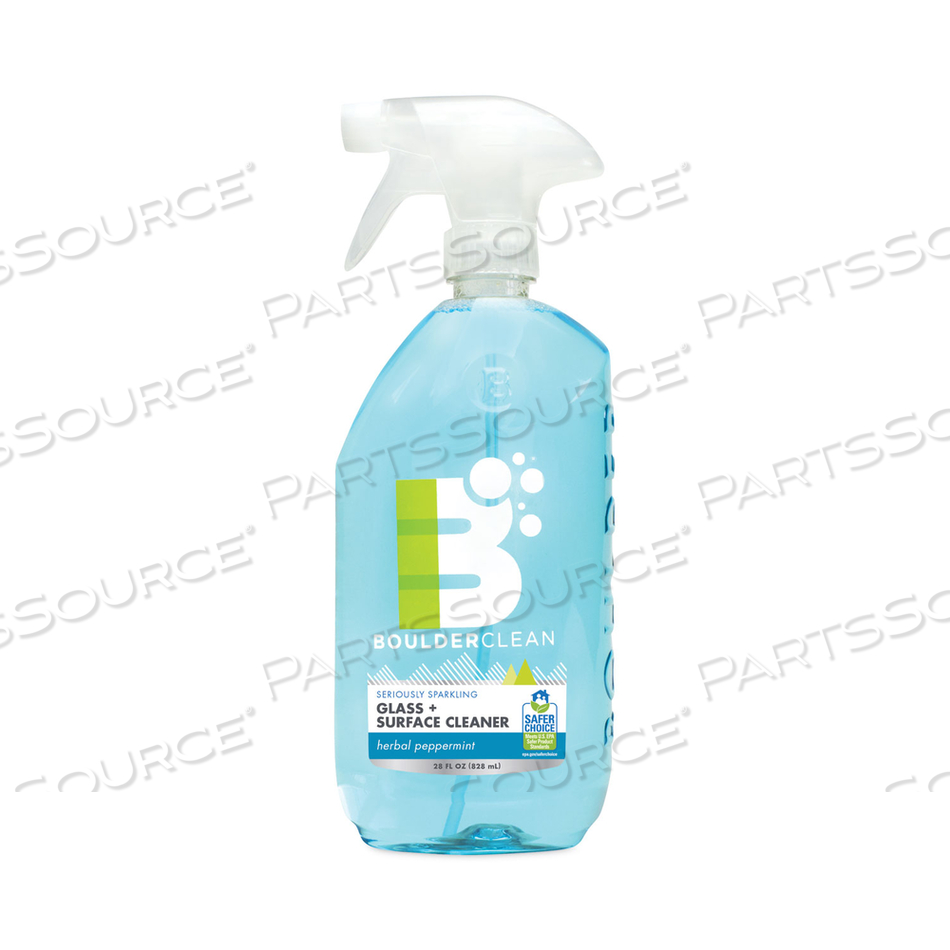 GLASS + SURFACE CLEANER, HERBAL PEPPERMINT, 28 OZ BOTTLE 