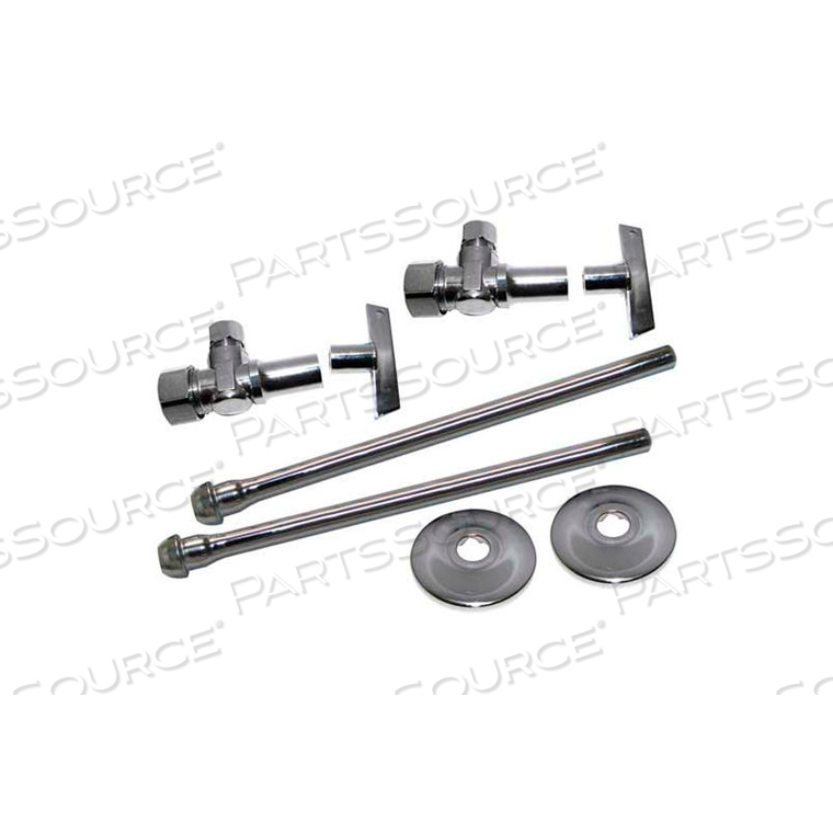 FAUCET SUPPLY KIT 3/8 IN. O.D. X 5/8 IN. O.D. RISERS W/LOOSE KEY 1/4 TURN BALL VALVES & ESCUTCHEONS 