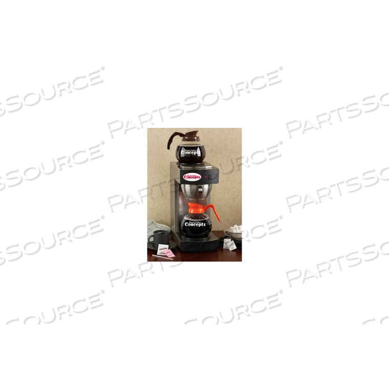 STAINLESS STEEL COFFEE BREWER W/ (2) WARMING PLATES, BLACK by Classic Coffee Concepts