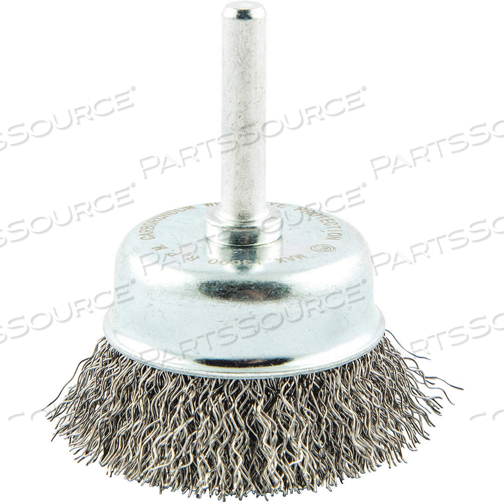 CUP BRUSH, CRIMPED STEEL, 2 IN BRUSH DIA, 1/4 IN SHANK, 0.012 IN FILL DIA by Approved Vendor